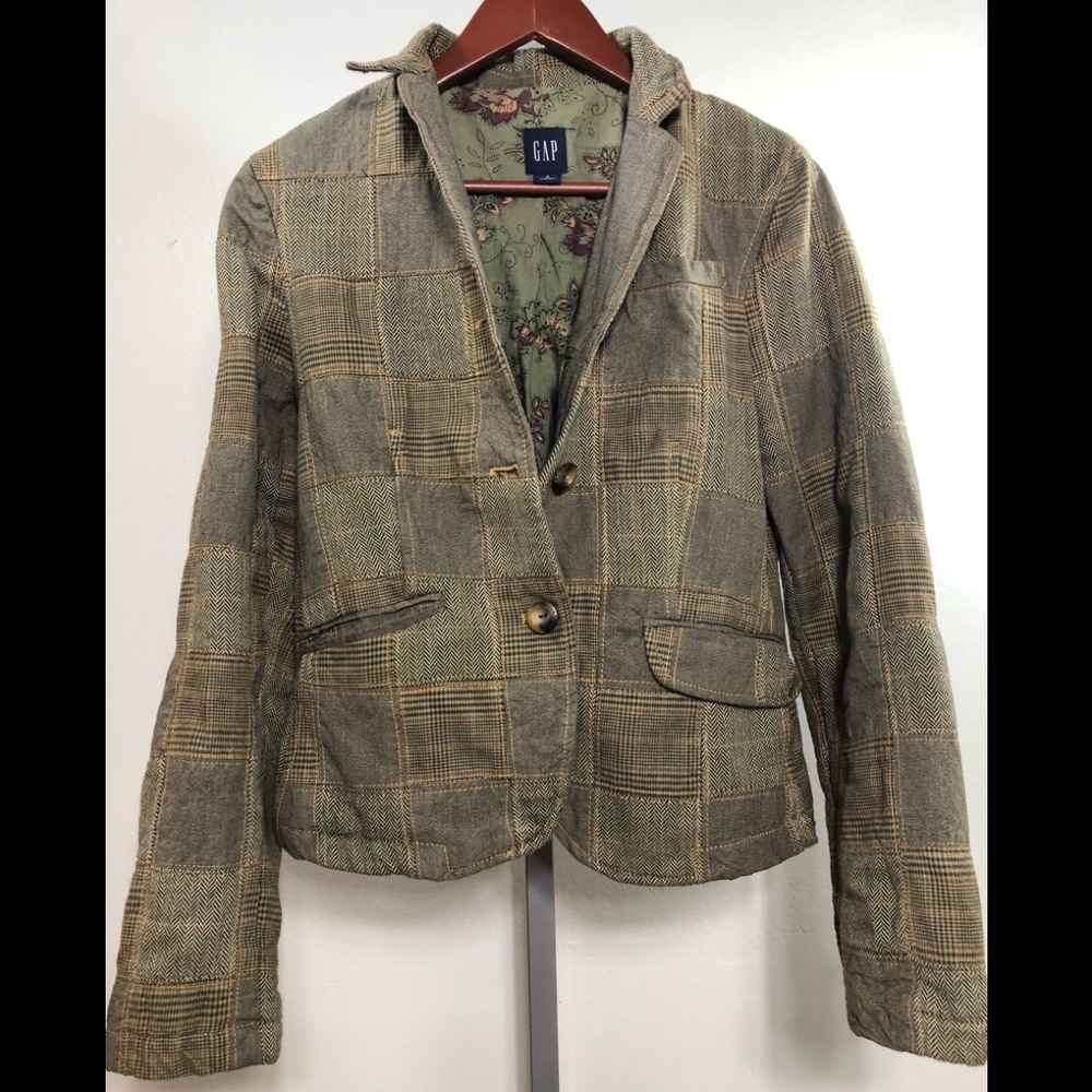 GAP  Women’s Khaki  Patchwork Blazer 6